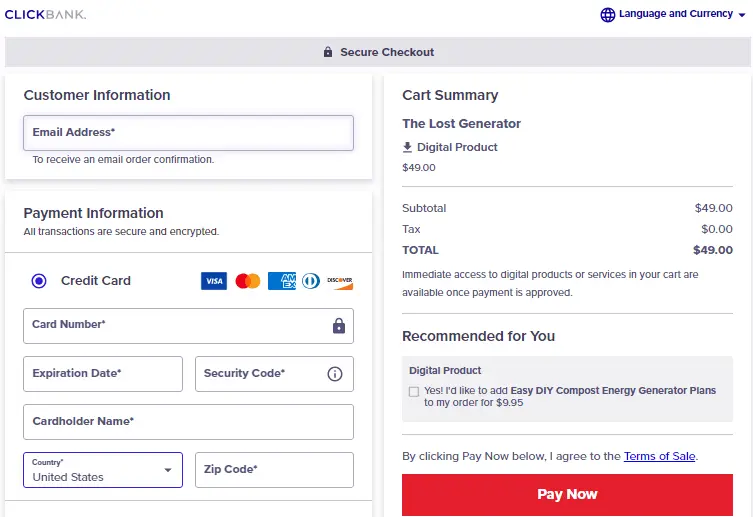 The Lost Generator Secure Checkout